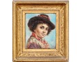 Signed Oil On Canvas, 19th C. French School Portrait Of A Young Man With Hat