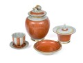 Group Of Five Danish Royal Copenhagen Orange Finished Ceramics