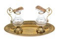 Christian Brass And Crystal Altar Cruet Set