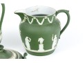 Five Piece English Wedgwood Green Jasperware Tea Set