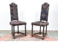 Pair Of Antique Carpet Upholstered Hall Chairs