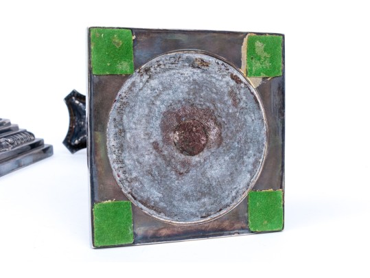 Pair Of Weighted English Sterling Silver Neoclassical Style Candlesticks