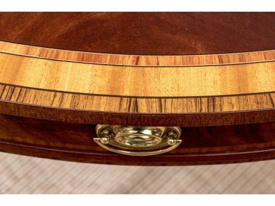 Gorgeous Satinwood Banded Mahogany Drop Leaf Table