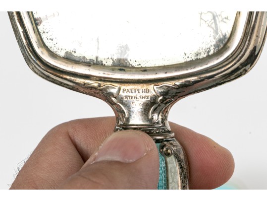 Large Antique Sterling Silver And Enameled Dresser Set With Perfumes