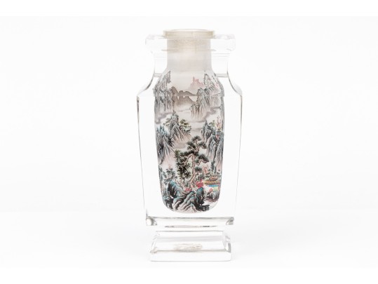 Chinese Cased Glass Jar In A Plexiglass Mount