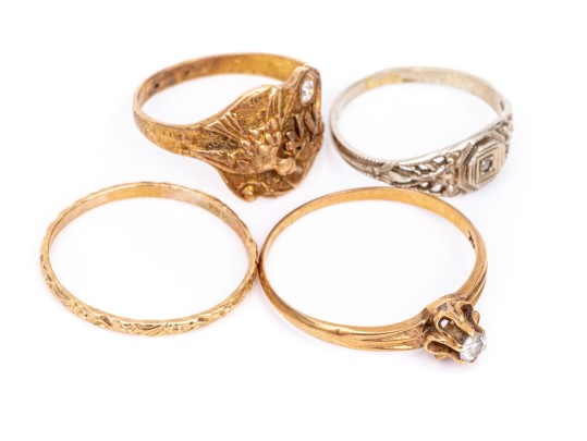 Collection Of Assorted Diminutive 14k Rings, Sizes 4.75 To 0.5
