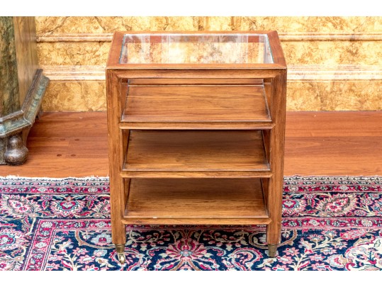 Quality Glass-Topped Audio Rack On Brass Casters