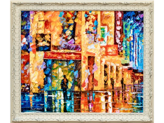 Leonid Afremov, Oil Or Acrylic On Canvas, European Village