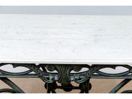 Cast Aluminum And Stone Top Console