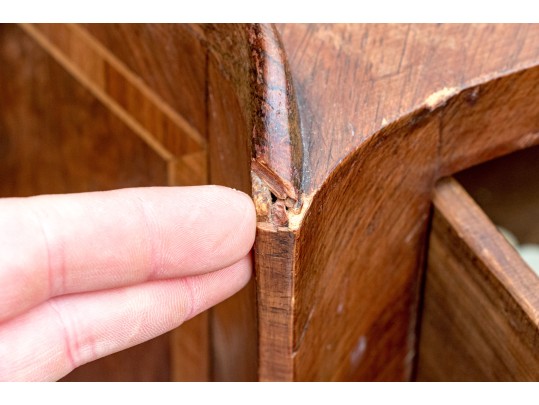 Antique Marquetry Inlaid Serpentine Front Cabinet