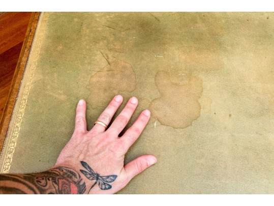 Antique Mahogany Gilt Tooled Leather Top Desk