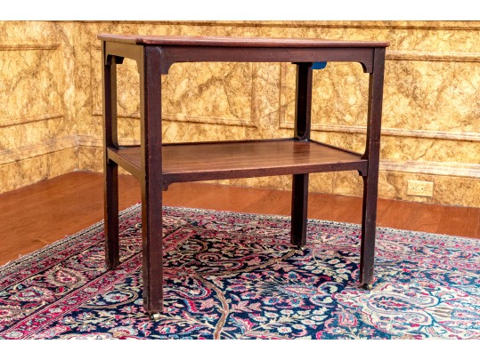 Antique Georgian Style Mahogany End Table On Casters