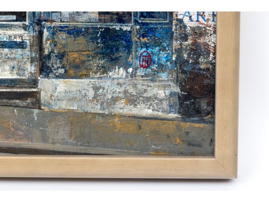 Chiu Tak Hak (Chinese-French, B. 1943) Acrylic On Canvas, L'Herbier Shop Facade