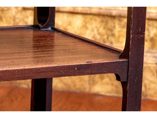 Antique Georgian Style Mahogany End Table On Casters