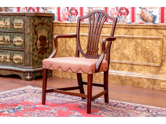 Antique George III Shield Back Custom Upholstered Armchair