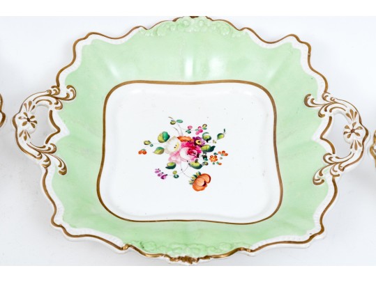 Antique Set Of Eight Twin Handled Serving Plates