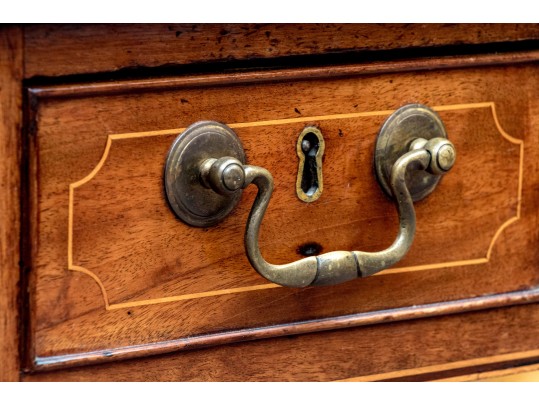 Antique Mahogany Gilt Tooled Leather Top Desk