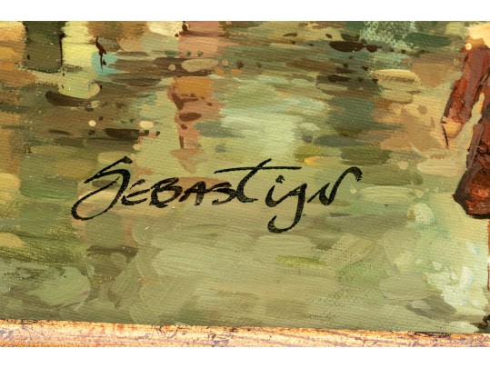 Pierre Sebastian (France, 2oth C,) Oil On Canvas, Paris Street Scene