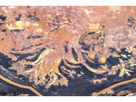 Antique Tole Tray Top Table With Faux Bamboo Frame