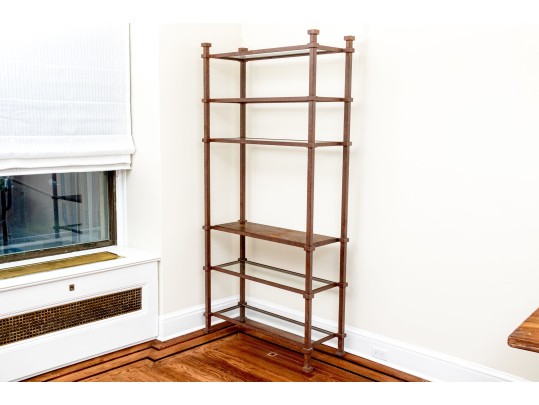 Iron, Oak And Glass Etagere