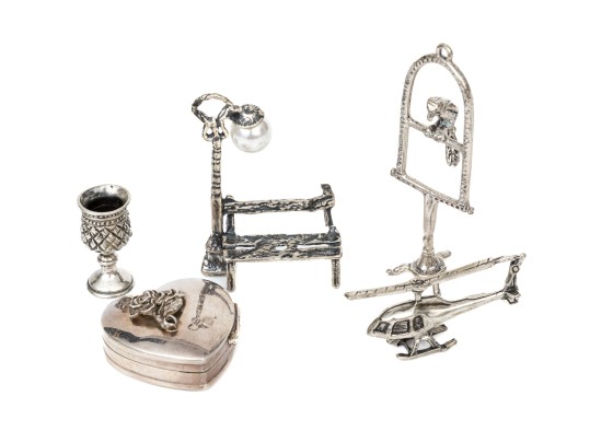 Group Of Five Tiny Sterling And 800 Silver Items