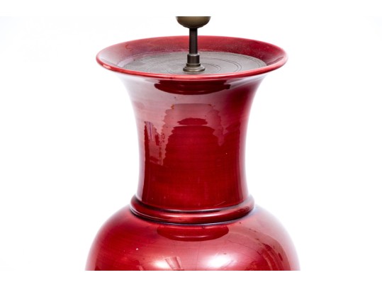 Chinese Red Glazed Porcelain Vase Form Table Lamp