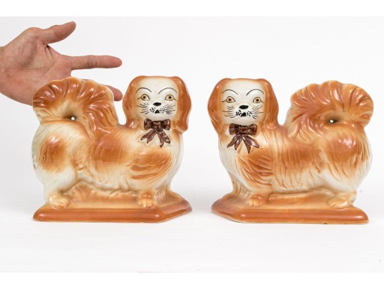 Pair Of Vintage Staffordshire Style Ceramic Pekingese Dogs