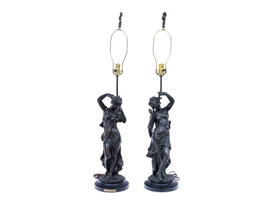 Set Of Two Bronzed Figural Table Lamps