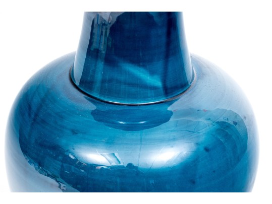 Pair Of Blue Glazed Vase Form Table Lamps