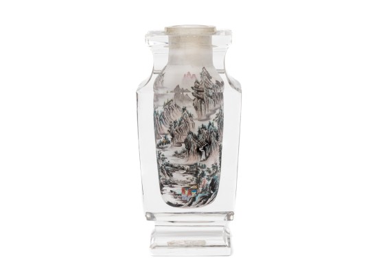 Chinese Cased Glass Jar In A Plexiglass Mount