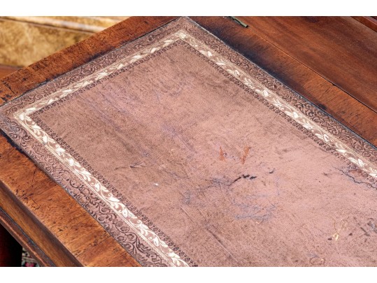 Antique Tooled Leather Davenport Desk