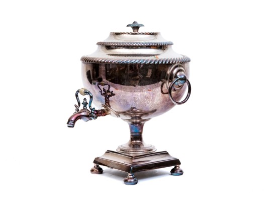Antique Silver Plated Lidded Hot Water Urn