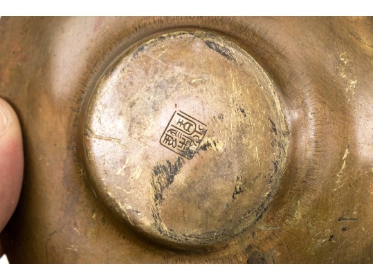 Collection Of Chinese Porcelain Tea Bowls And Brass Saucer