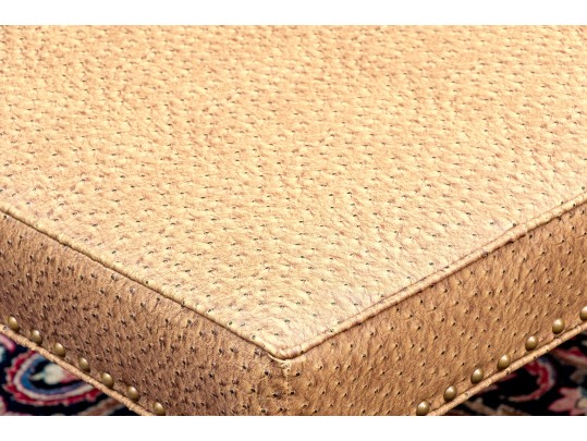 Fabulous George III Style Carved Mahogany Custom Ostrich Upholstered Bench