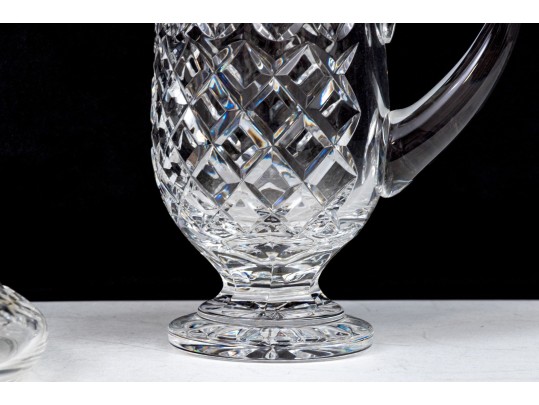 Waterford Cut Crystal Decanter With Stopper And Footed Pitcher