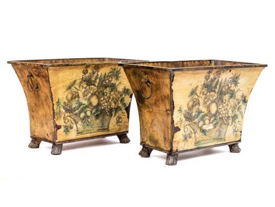 Pair Of Decorative Sterling Industries Footed Tole Planters