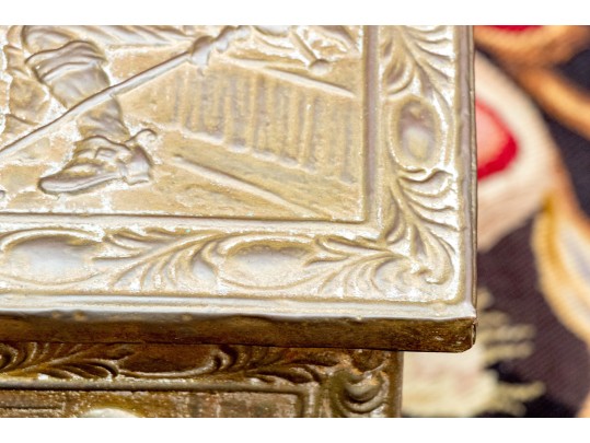 Brass Clad Tinder Box With Figural Decoration