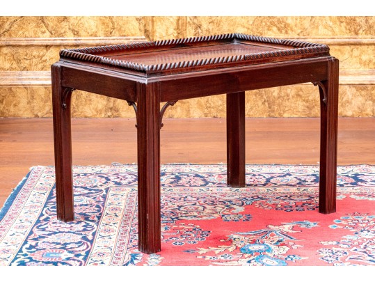 Antique Carved Walnut Tray Top Side Table