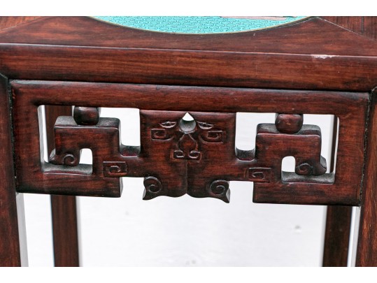 Chinese Wood Stand With Champleve Inset Top