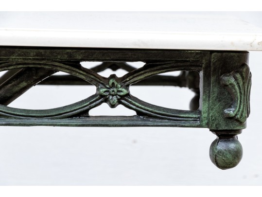 Cast Aluminum And Stone Top Console
