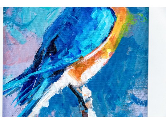 Guccione (Brazilian-American, B. 20th C.) Oil On Canvas, Blue Bird 