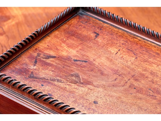 Antique Carved Walnut Tray Top Side Table