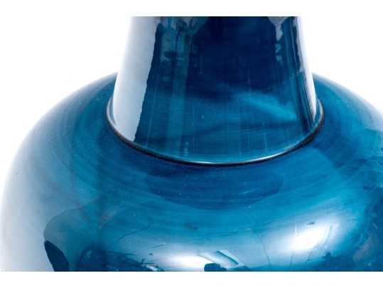 Pair Of Blue Glazed Vase Form Table Lamps