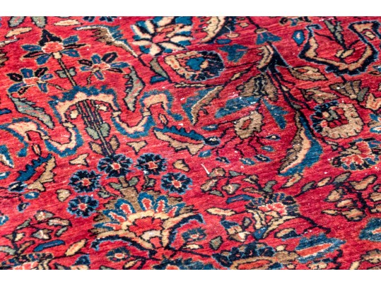 Hand-Knotted Wool Sarouk Carpet, 6'-6 1/2