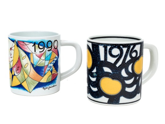 Two Royal Copenhagen Faience Coffee Mugs