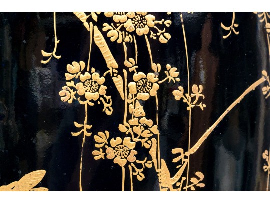 Japanese Gilt Enameled On Cobalt Ground Ceramic Table Lamp