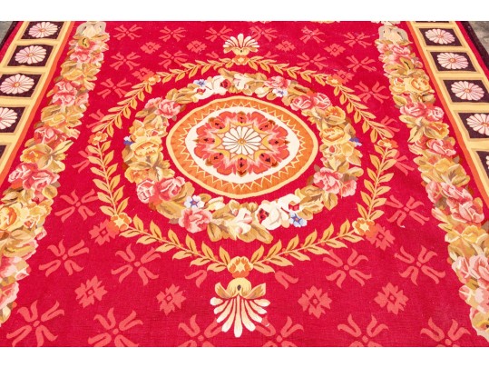 Needlepoint Wool Carpet, 9'-10 1/2