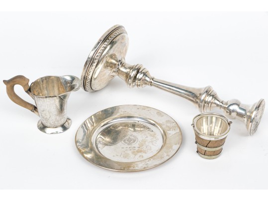 Group Of Four Antique Sterling And Coin Silver Table Top Items