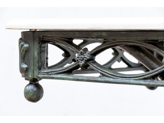 Cast Aluminum And Stone Top Console