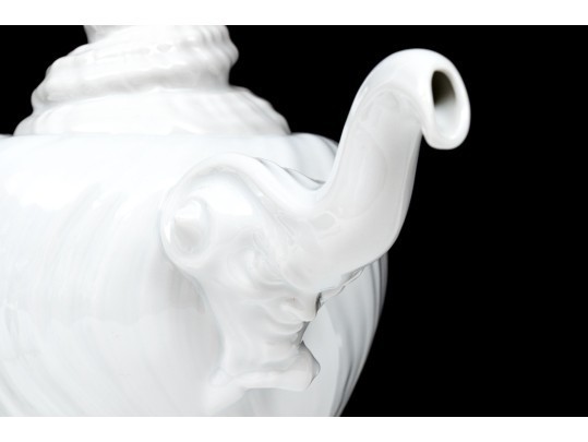 Three Piece Royal Copenhagen White Glazed Shell Form Coffee Set